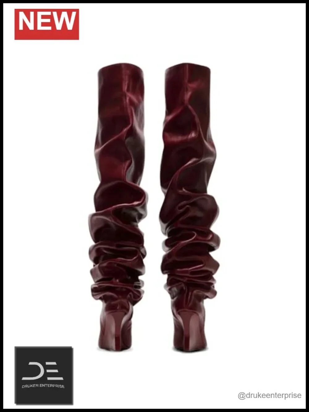 Ruched Slouchy Thigh High Boots Over Knee Wedge Heeled Wide Calf Pointed Toe